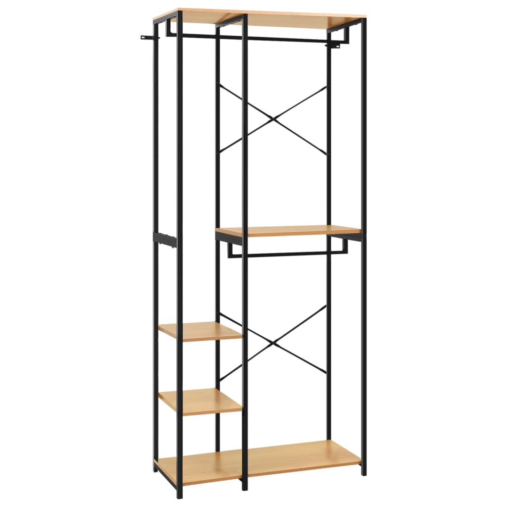 Berkfield Wardrobe Black and Oak 90x40x213 cm Metal and Engineered Wood