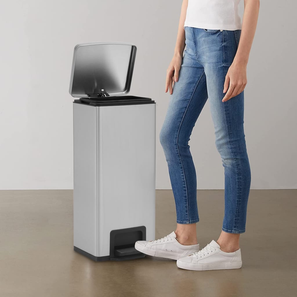 Berkfield Dustbin with Pedal Anti-fingerprint 30L Silver Stainless Steel