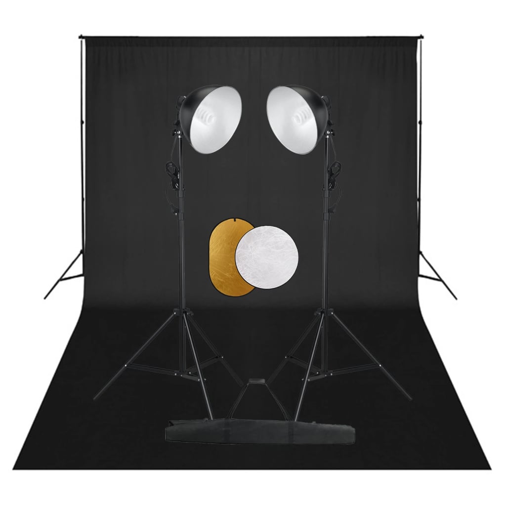 Berkfield Photo Studio Kit with Lights. Backdrop and Reflector