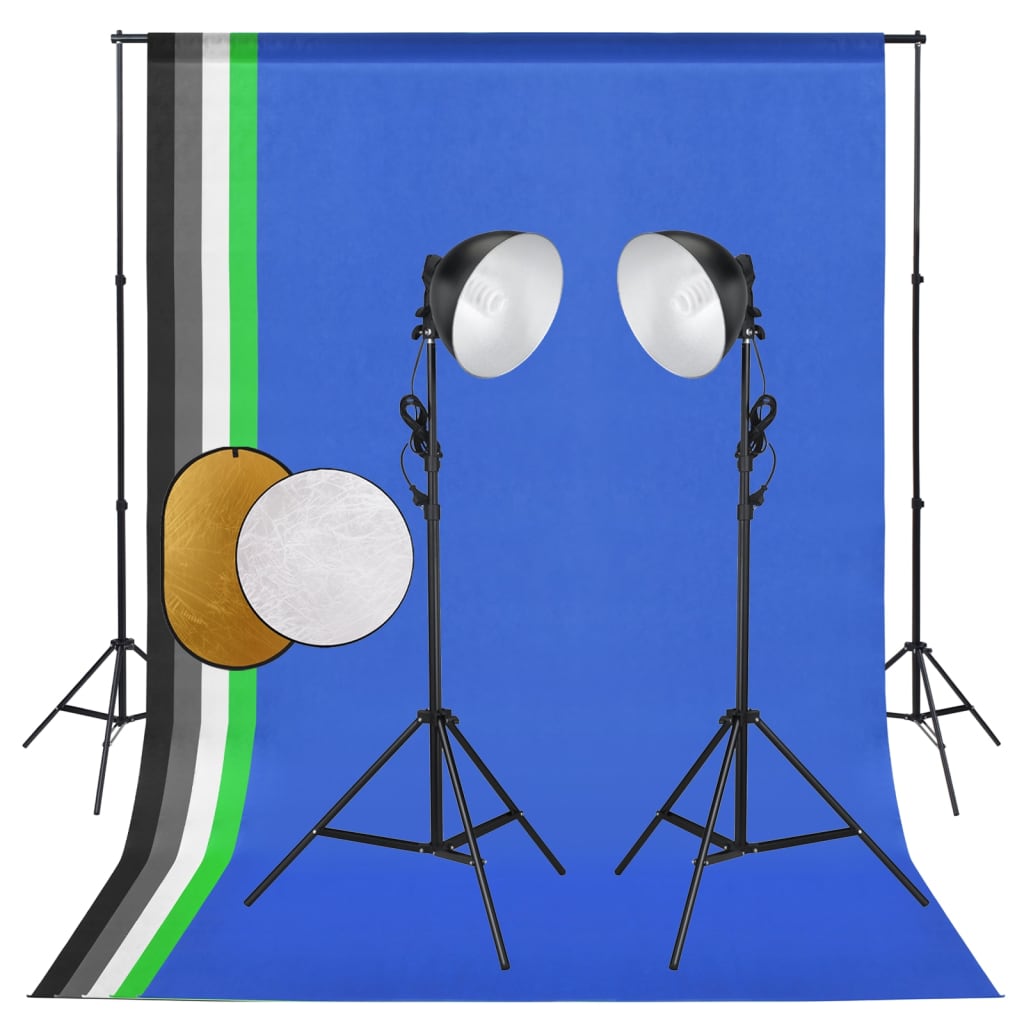 Berkfield Photo Studio Kit with Lights. Backdrop and Reflector