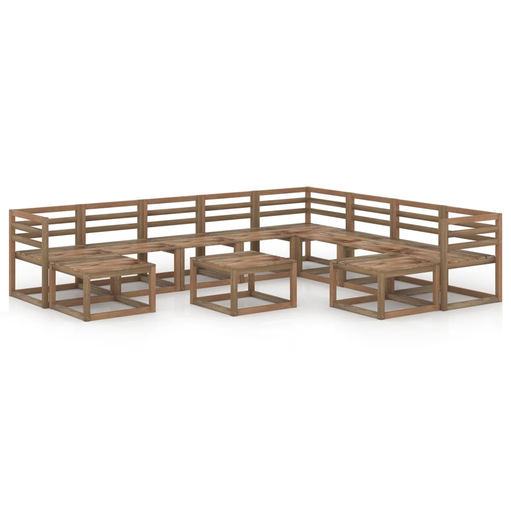 Berkfield 11 Piece Garden Lounge Set Brown Impregnated Pinewood