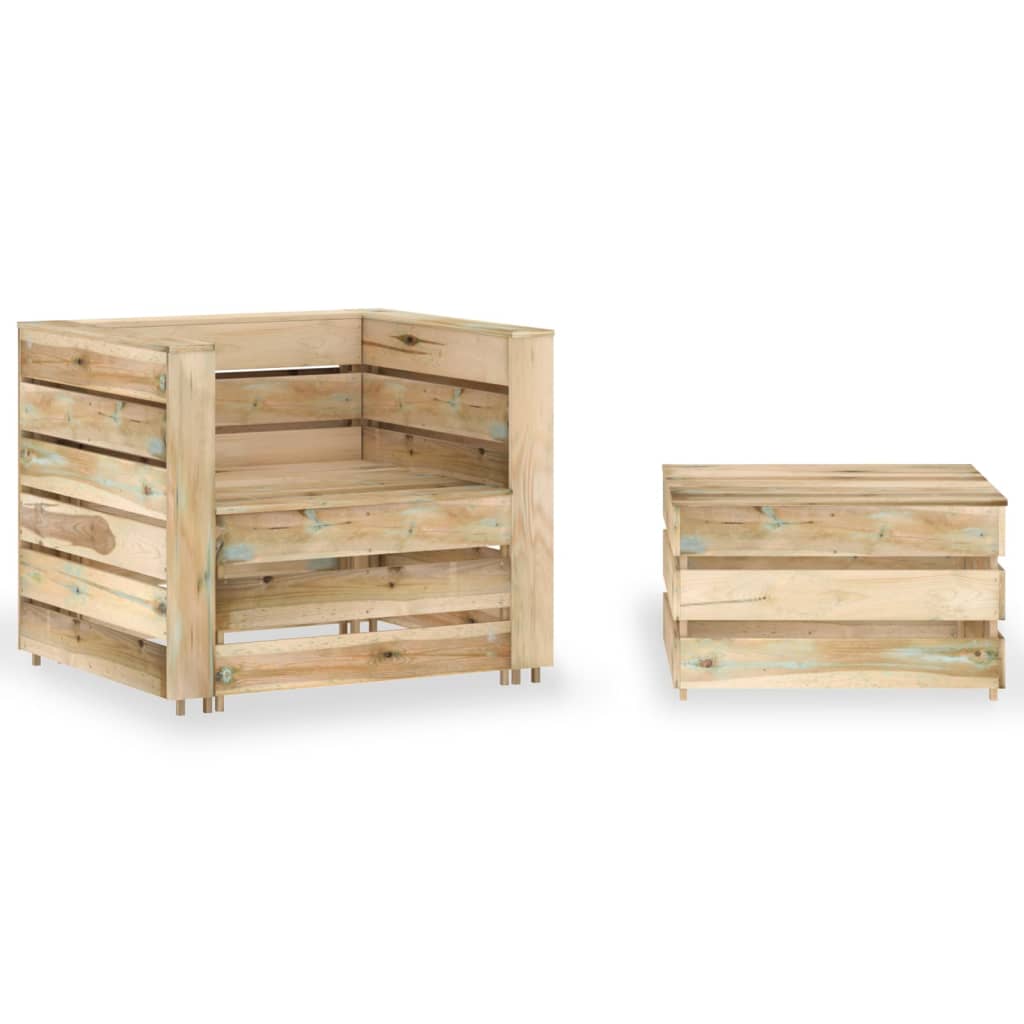 Berkfield 2 Piece Garden Pallet Lounge Set Impregnated Pinewood