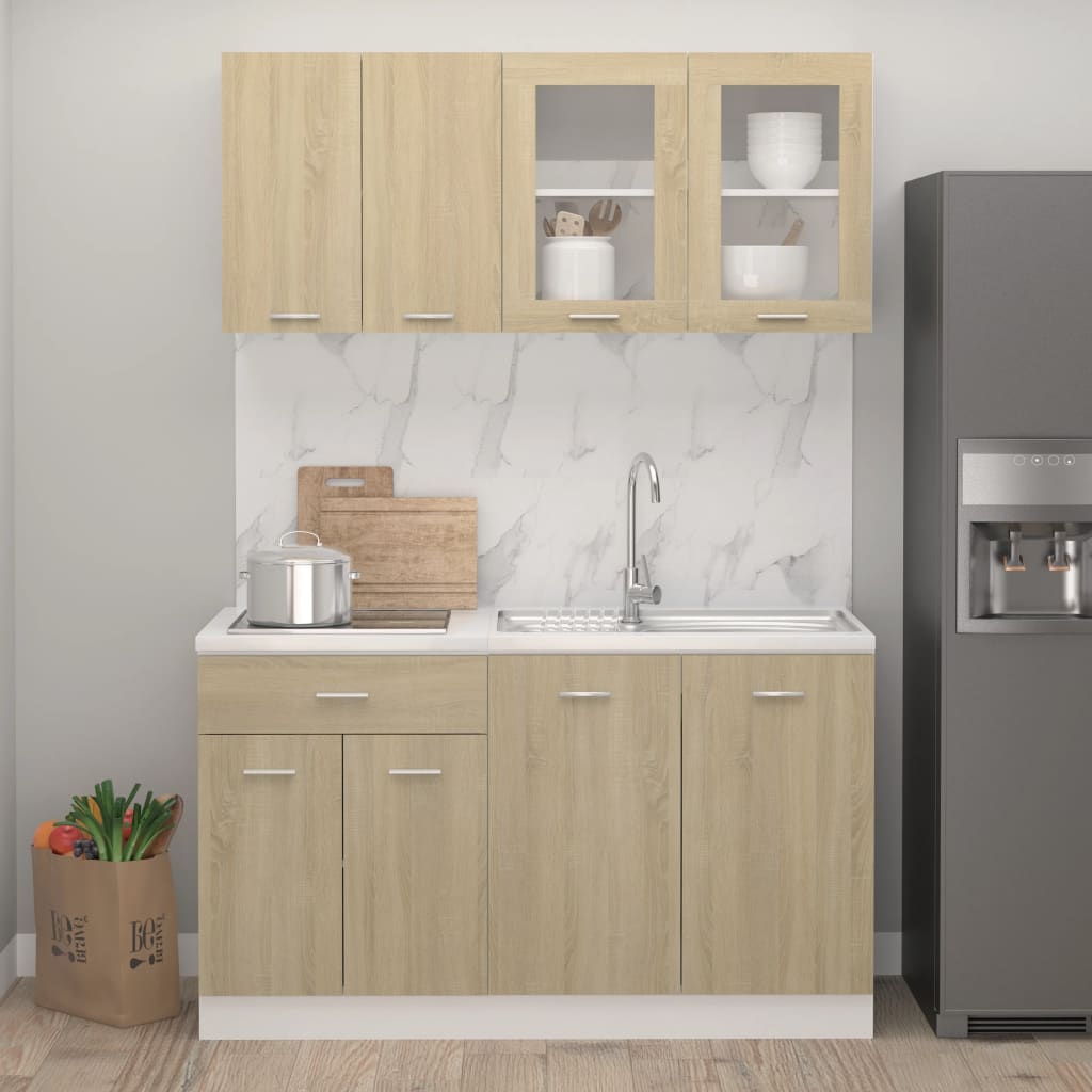 Berkfield 4 Piece Kitchen Cabinet Set Sonoma Oak Engineered Wood