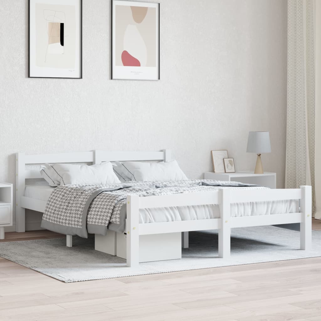 Berkfield Bed Frame White Solid Pinewood 140x200 cm