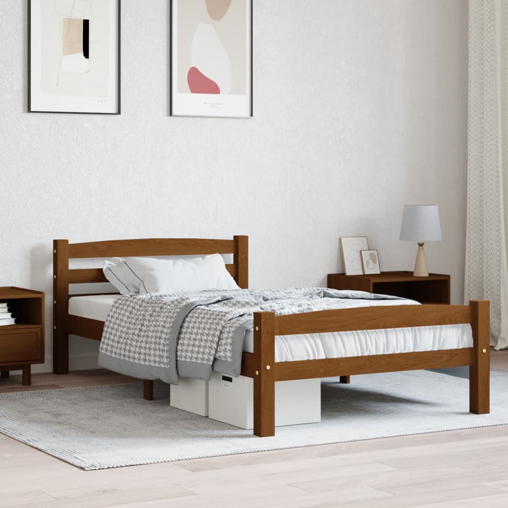 Berkfield Bed Frame Honey Brown Solid Pinewood 90x200 cm