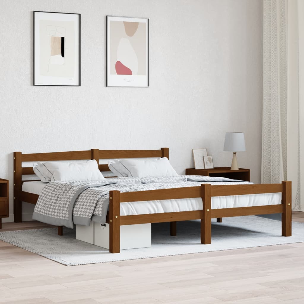 Berkfield Bed Frame Honey Brown Solid Pinewood 160x200 cm