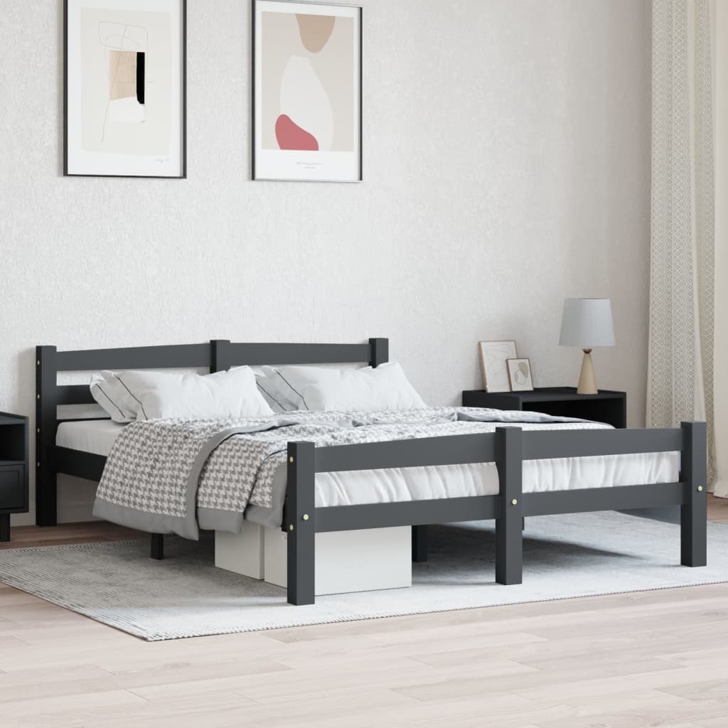 Berkfield Bed Frame Dark Grey Solid Pinewood 120x200 cm