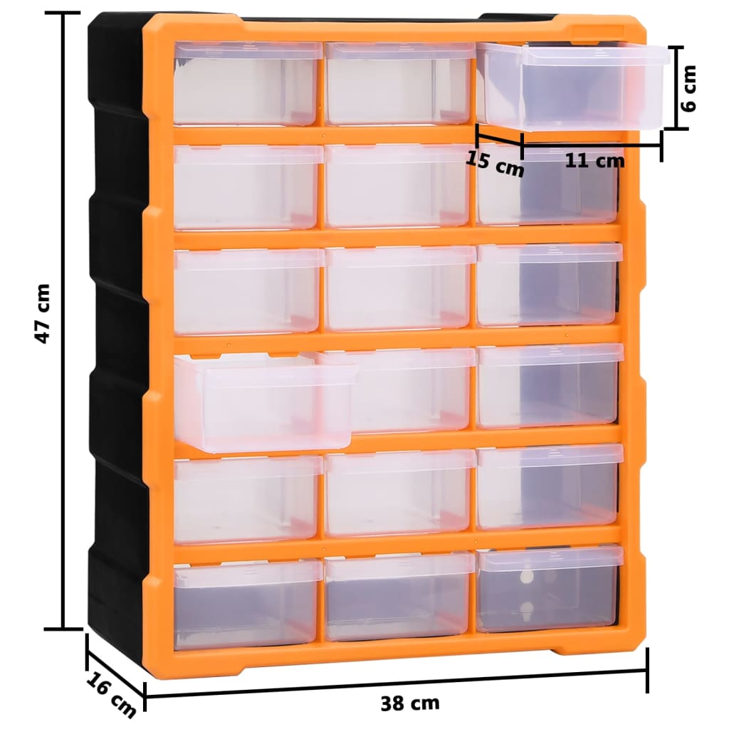 Berkfield Multi-drawer Organiser with 18 Middle Drawers 38x16x47 cm