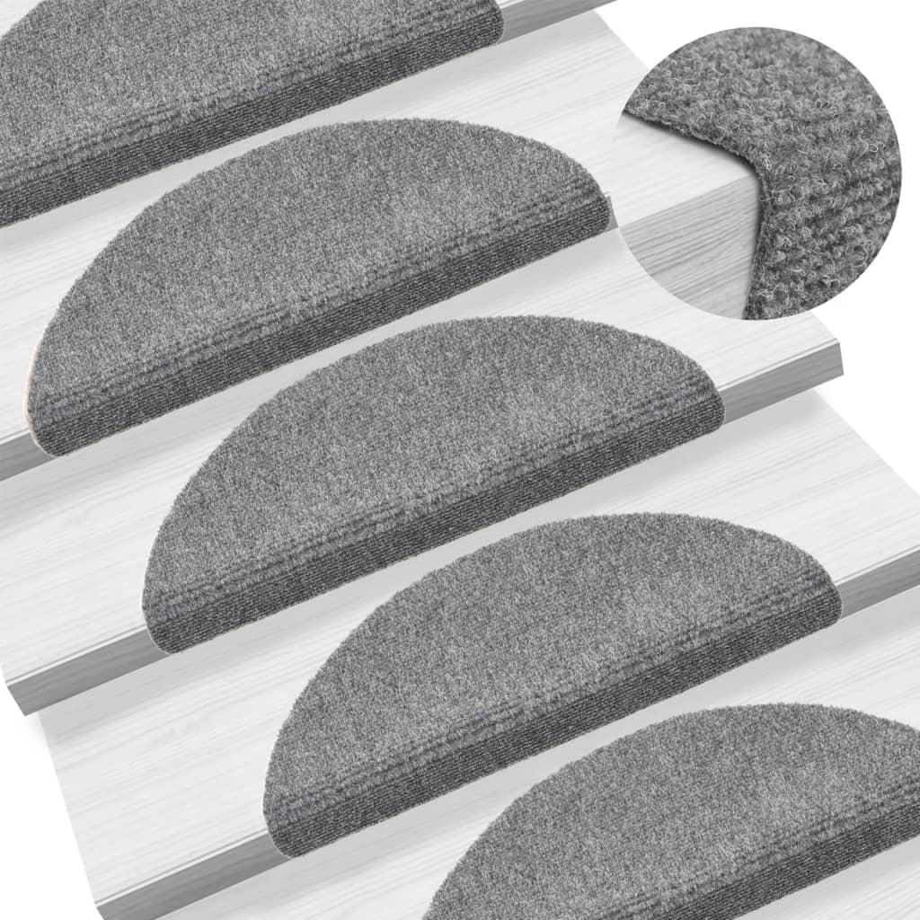 Berkfield Self-adhesive Stair Mats 5 pcs Light Grey 56x17x3 cm Needle Punch