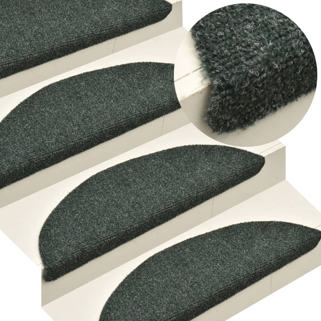 Berkfield Self-adhesive Stair Mats 10 pcs Green 56x17x3 cm Needle Punch