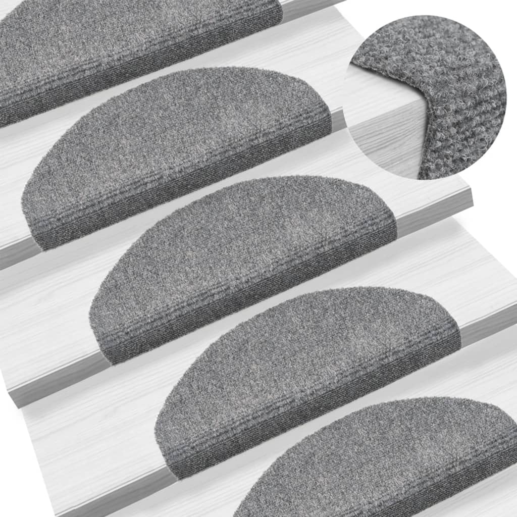 Berkfield Self-adhesive Stair Mats 5 pcs Light Grey 65x21x4 cm Needle Punch