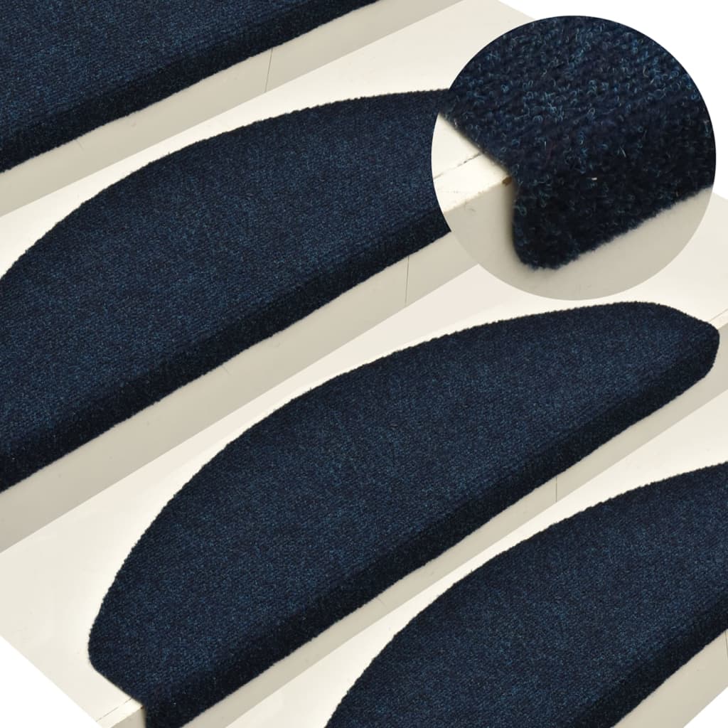 Berkfield Self-adhesive Stair Mats 10 pcs Navy 65x21x4 cm Needle Punch