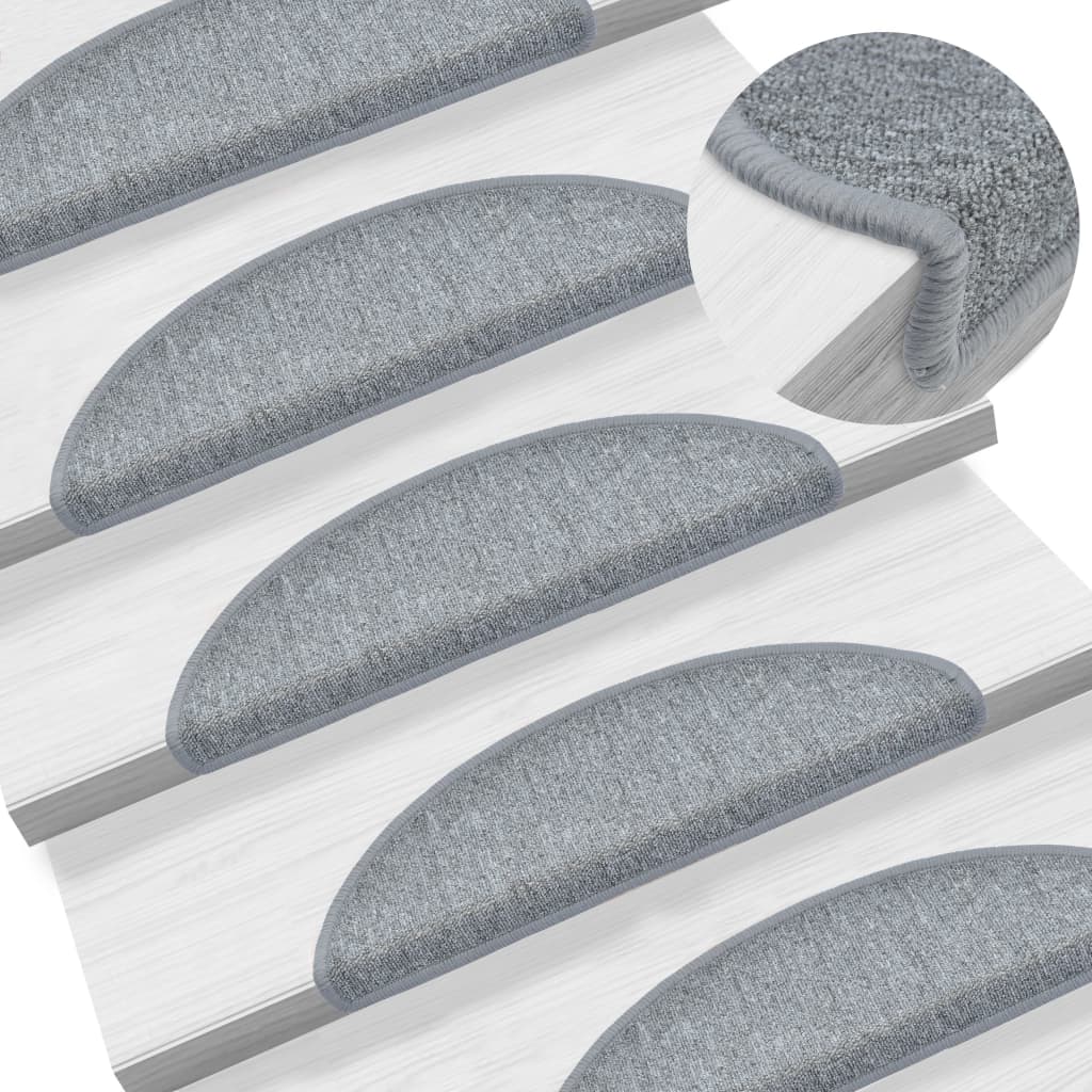 Berkfield Stair Mats 10 pcs 56x17x3 cm Light Grey