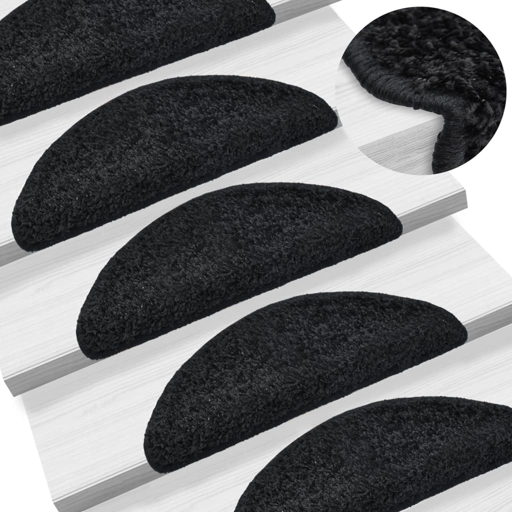 Berkfield Stair Mats 10 pcs 56x17x3 cm Black