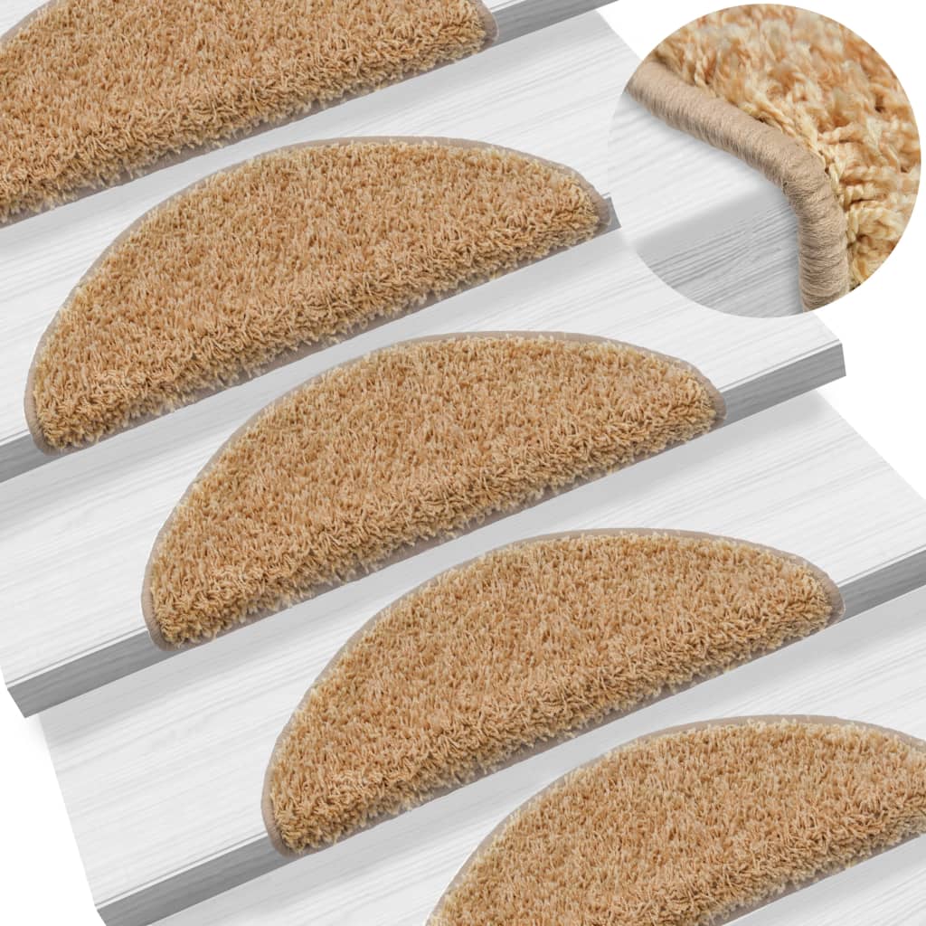 Berkfield Stair Mats 5 pcs 56x17x3 cm Cream