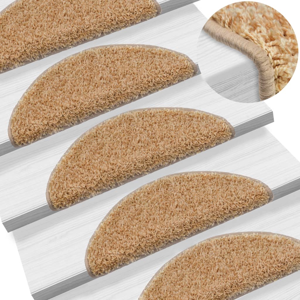 Berkfield Stair Mats 10 pcs 56x17x3 cm Cream