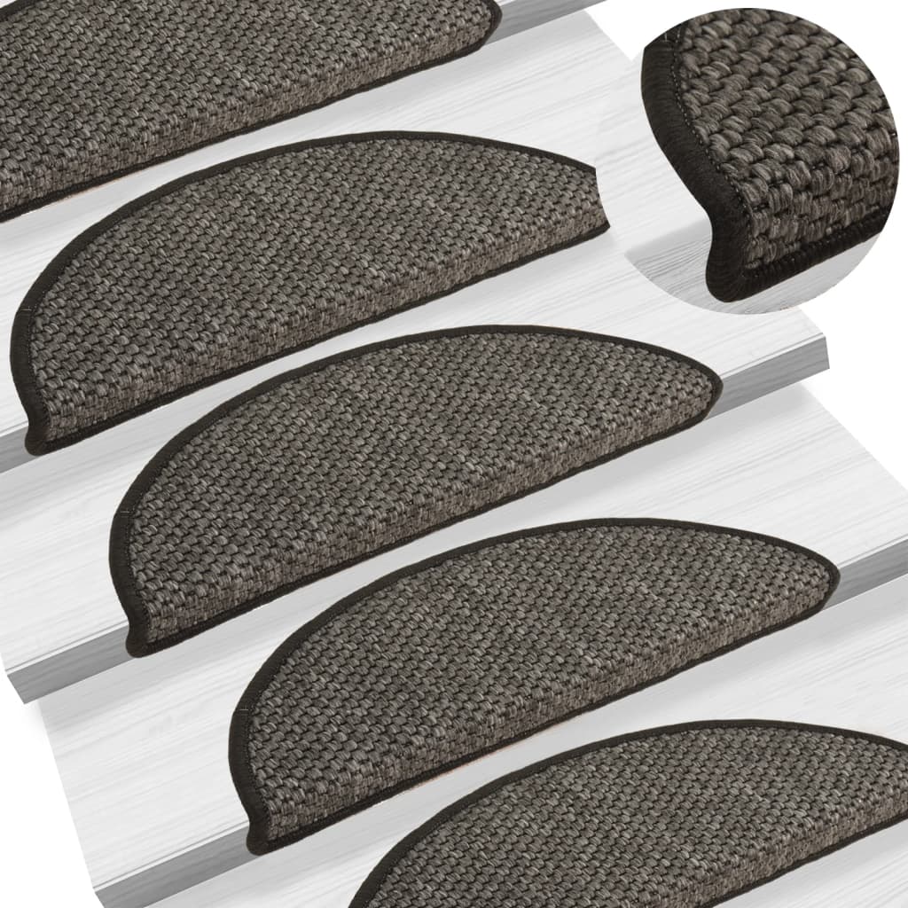 Berkfield Self-adhesive Stair Mats Sisal-Look 15 pcs 56x20 cm Anthracite