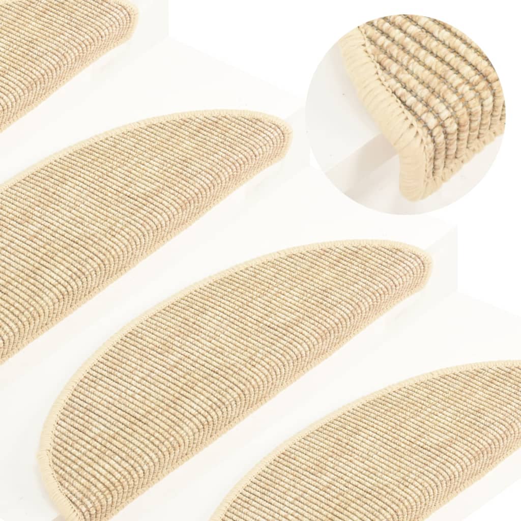 Berkfield Stair Mats Self-adhesive 15 pcs 56x17x3 cm Light Beige