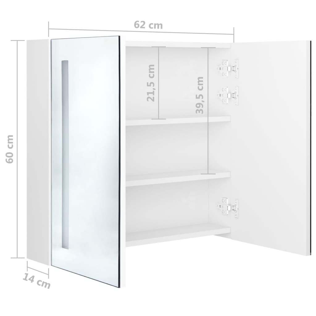 Berkfield LED Bathroom Mirror Cabinet Shining White 62x14x60 cm