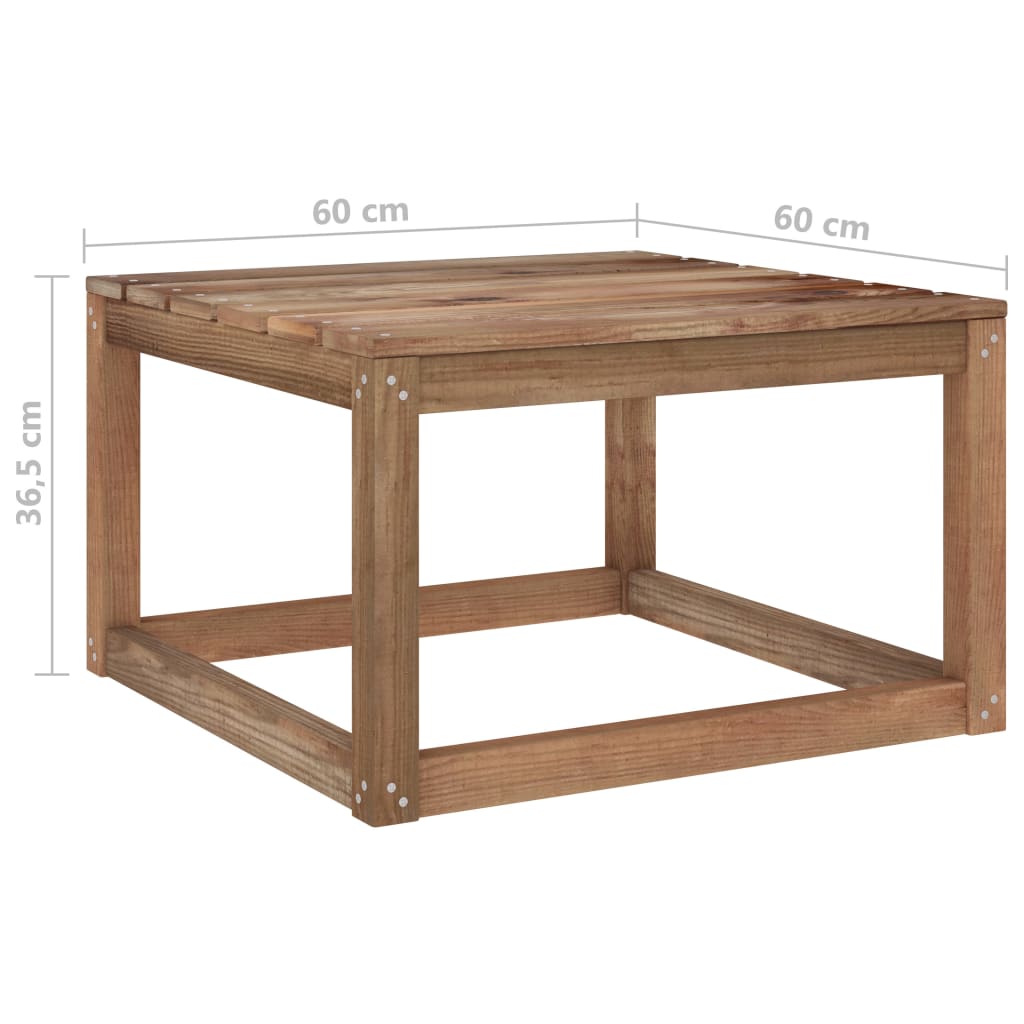 Berkfield Garden Pallet Table Brown 60x60x36.5 cm Impregnated Pine Wood