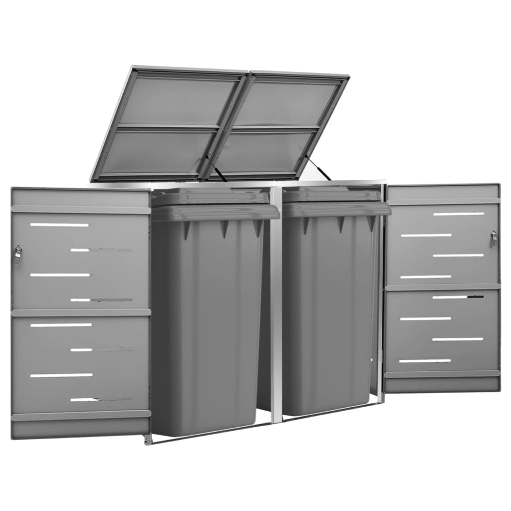 Berkfield Double Wheelie Bin Shed 138x77.5x115.5 cm Stainless Steel