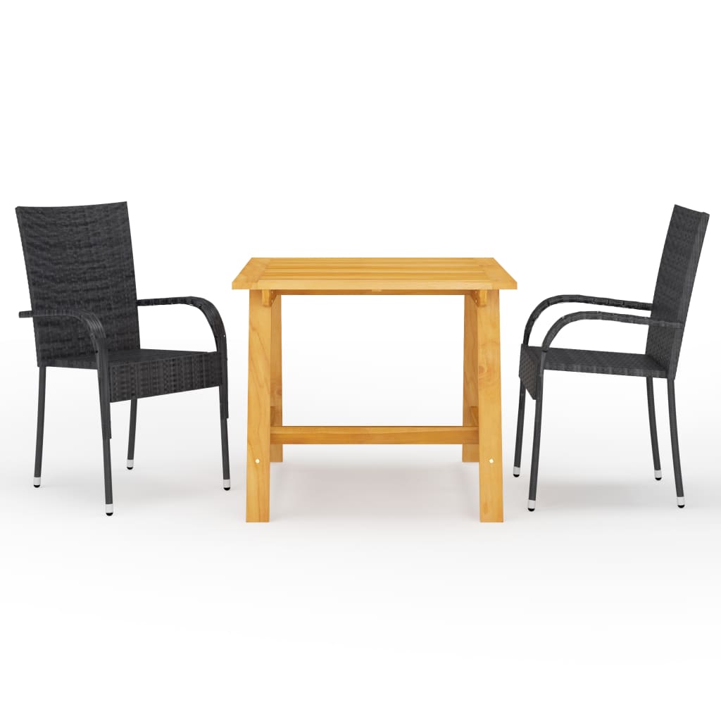Berkfield 3 Piece Garden Dining Set Black