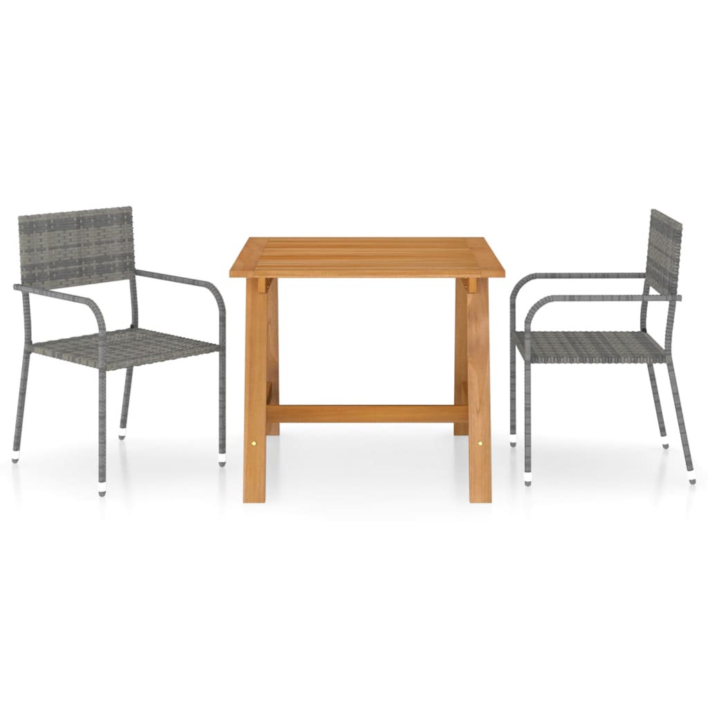 Berkfield 3 Piece Garden Dining Set Grey