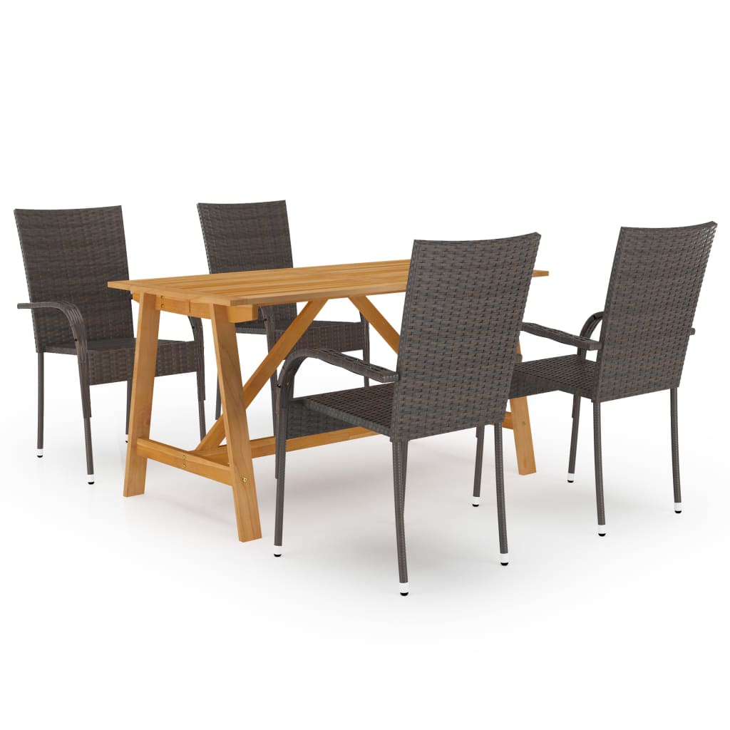 Berkfield 5 Piece Garden Dining Set Brown