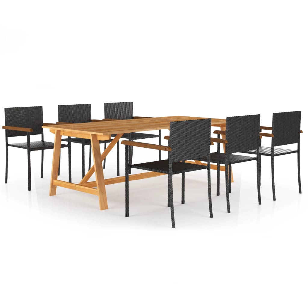 Berkfield 7 Piece Garden Dining Set Black