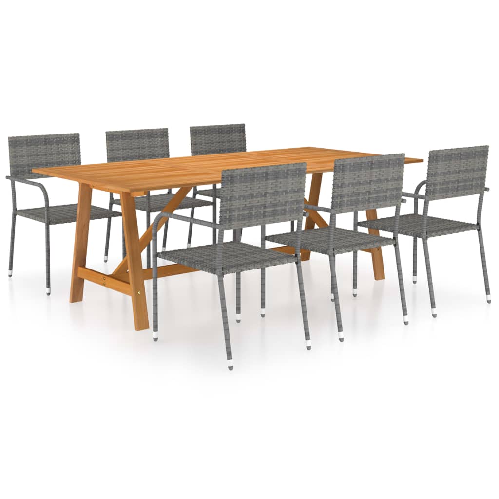 Berkfield 7 Piece Garden Dining Set Grey