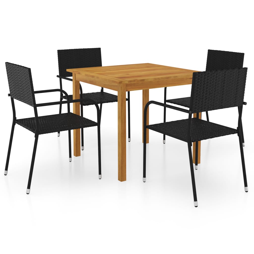 Berkfield 5 Piece Garden Dining Set Black