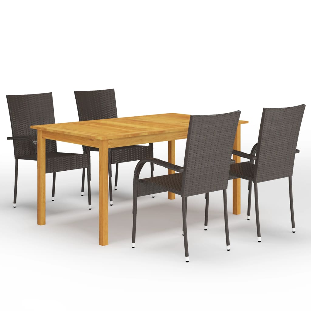 Berkfield 5 Piece Garden Dining Set Brown