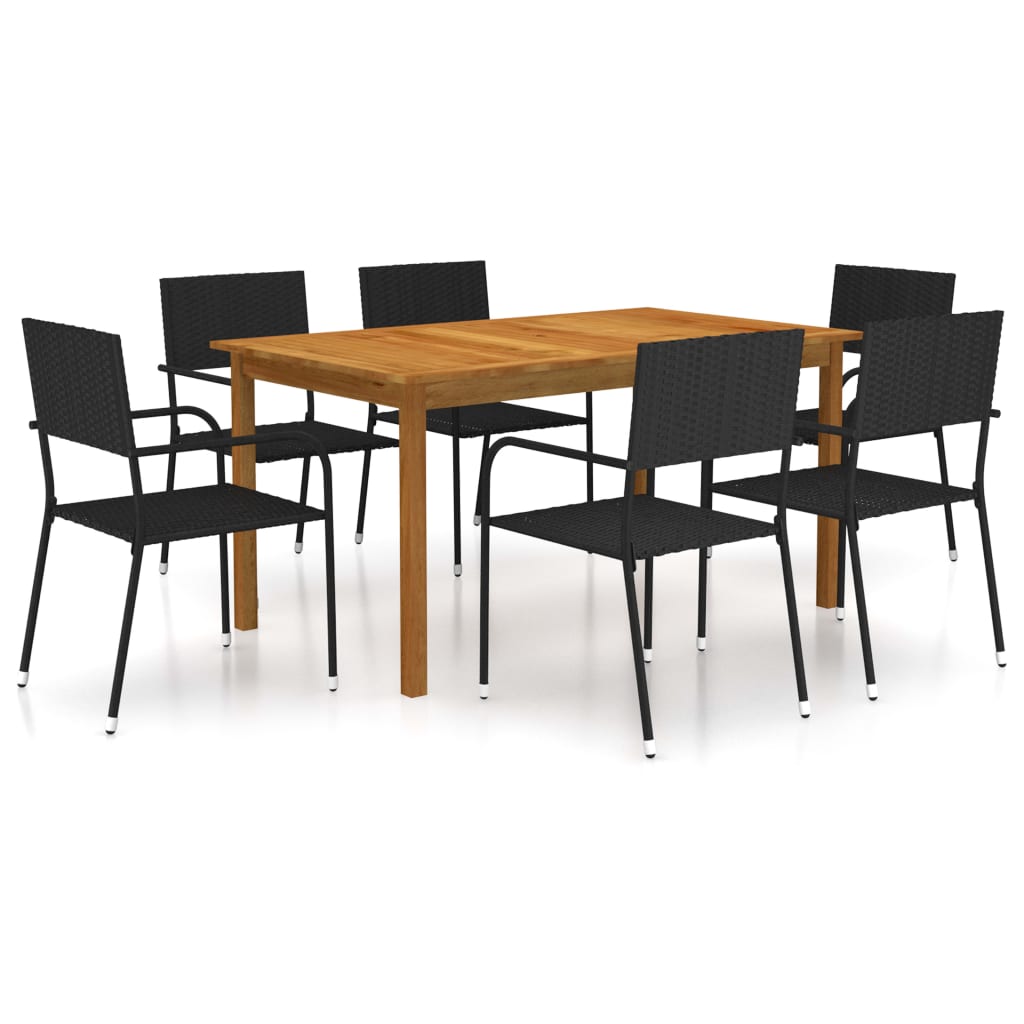 Berkfield 7 Piece Garden Dining Set Black