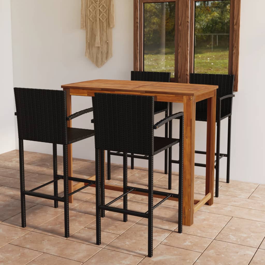 Berkfield 5 Piece Garden Bar Set Black