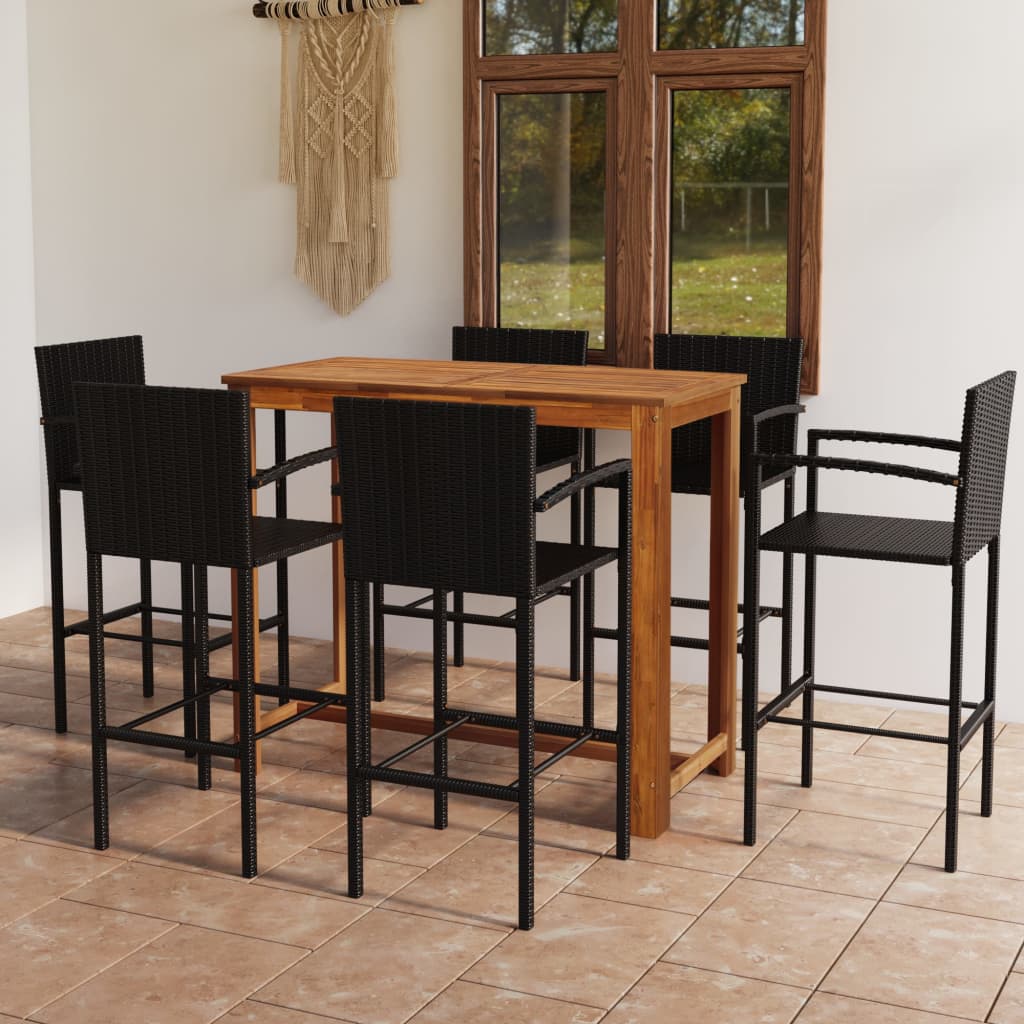 Berkfield 7 Piece Garden Bar Set Black