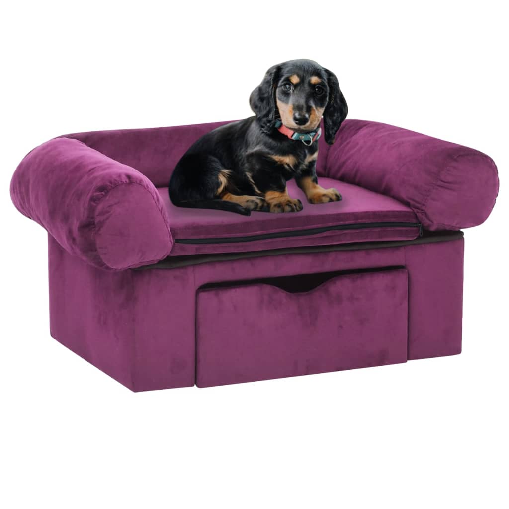 Berkfield Dog Sofa with Drawer Burgundy 75x50x38 cm Plush
