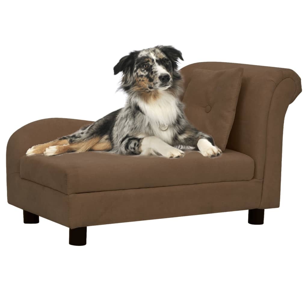 Berkfield Dog Sofa with Pillow Brown 83x44x44 cm Plush