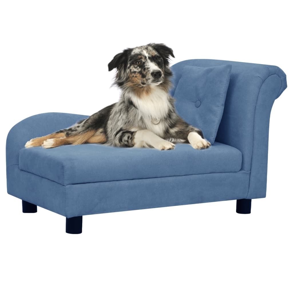 Berkfield Dog Sofa with Pillow Blue 83x44x44 cm Plush