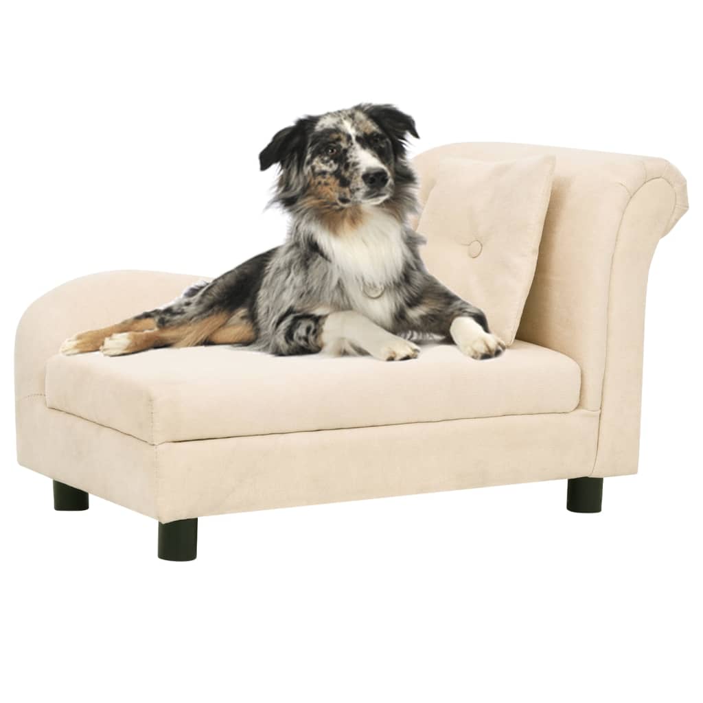 Berkfield Dog Sofa with Pillow Cream 83x44x44 cm Plush