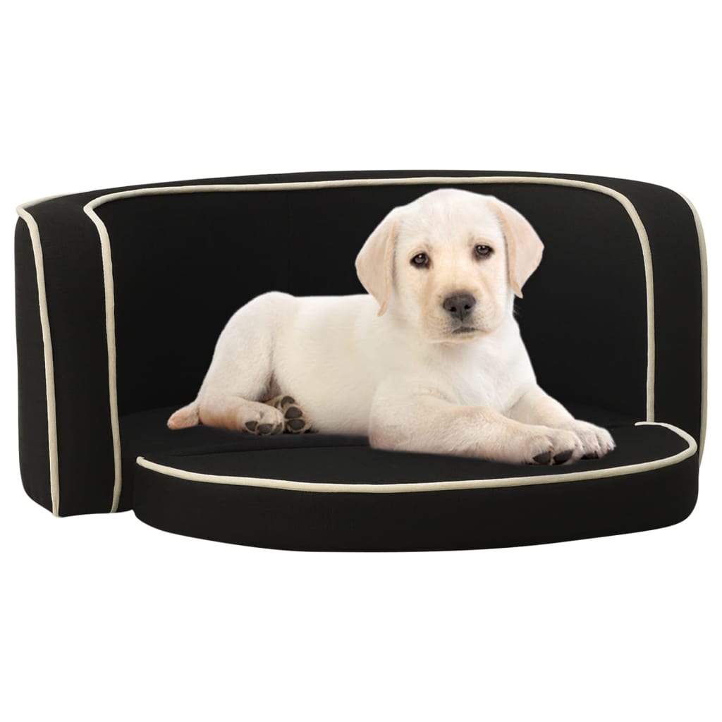 Berkfield Foldable Dog Sofa Black 76x71x30 cm Linen Washable Cushion