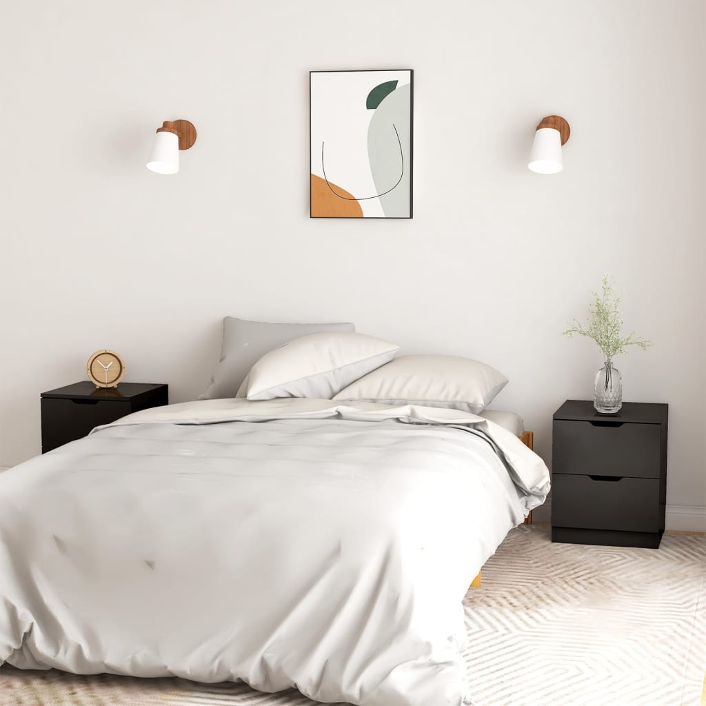Berkfield Bedside Cabinets 2 pcs Black 40x40x50 cm Engineered Wood