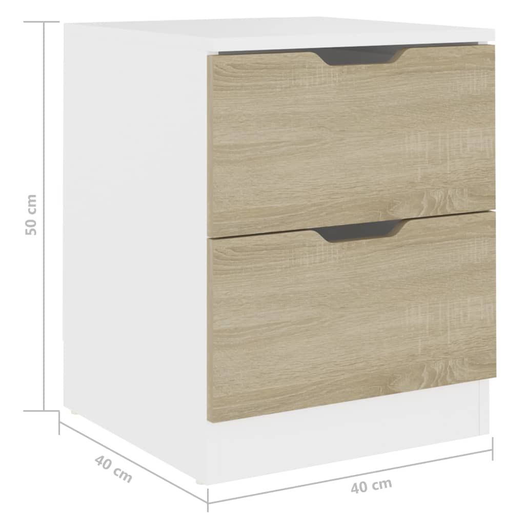 Berkfield Bedside Cabinet White & Sonoma Oak 40x40x50 cm Engineered Wood