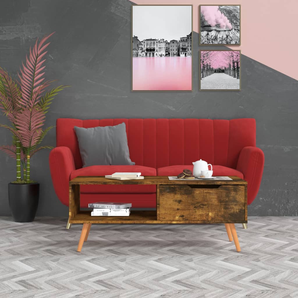 Berkfield Coffee Table Smoked Oak 100x49.5x43 cm Engineered Wood