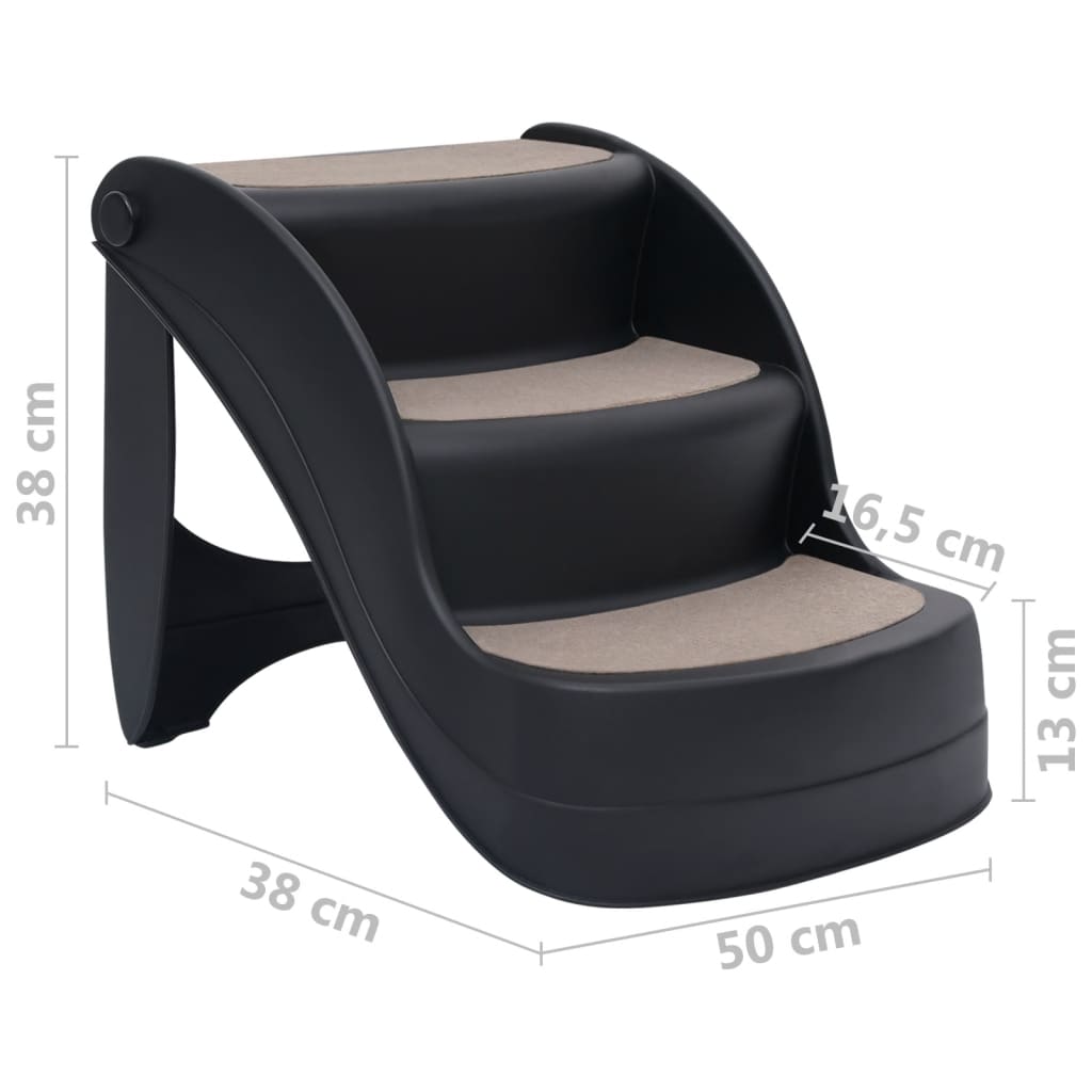 Berkfield Folding 3-Step Dog Stairs Black