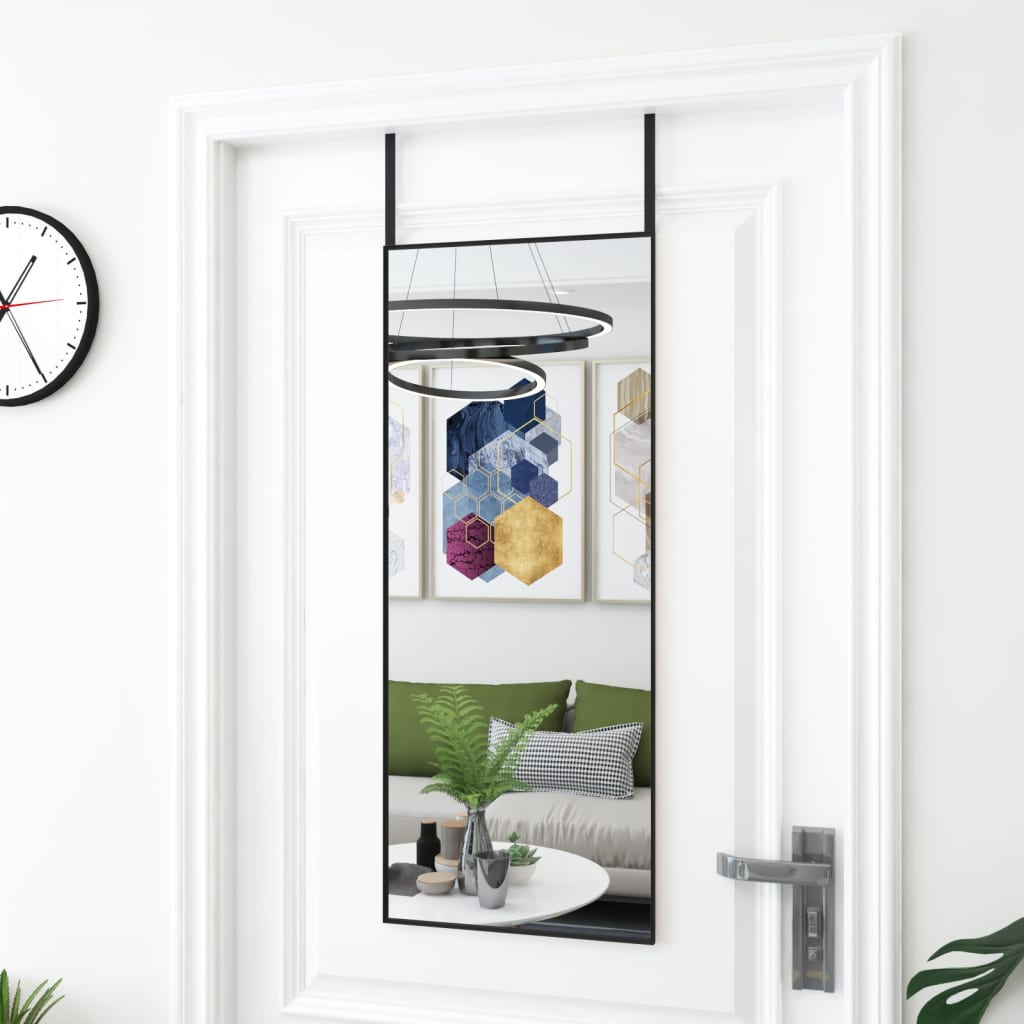 Berkfield Door Mirror Black 40x100 cm Glass and Aluminium