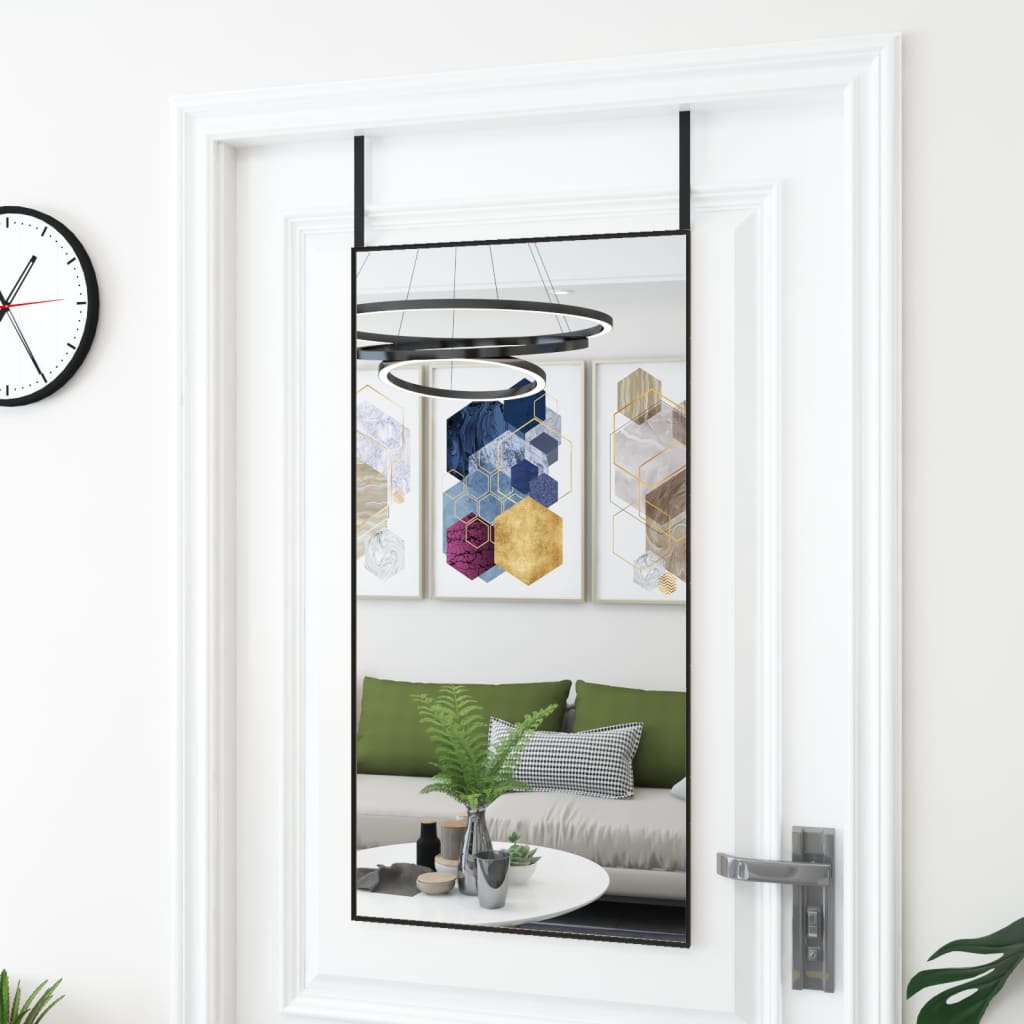 Berkfield Door Mirror Black 50x100 cm Glass and Aluminium