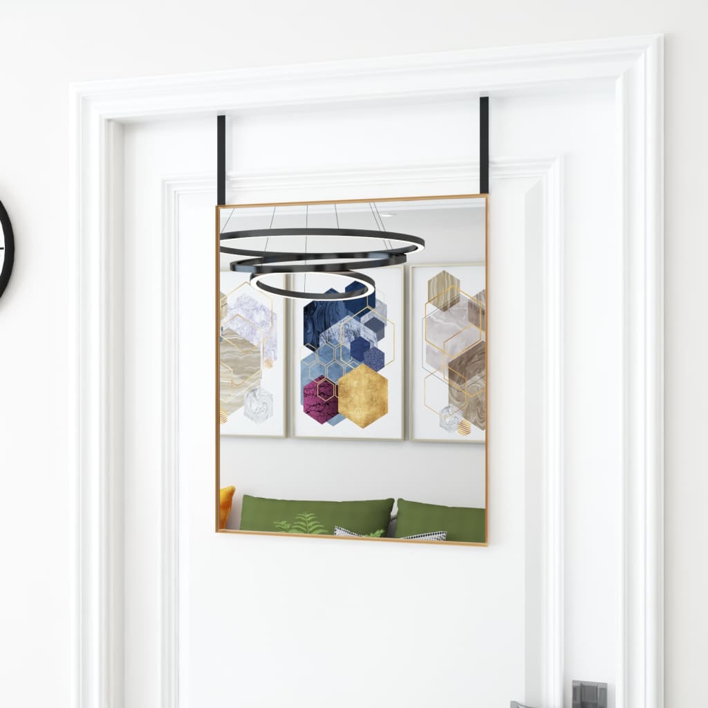 Berkfield Door Mirror Gold 50x60 cm Glass and Aluminium