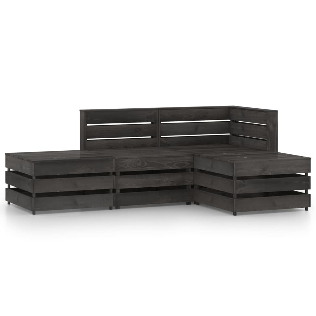 Berkfield 4 Piece Garden Lounge Set Grey Impregnated Pinewood