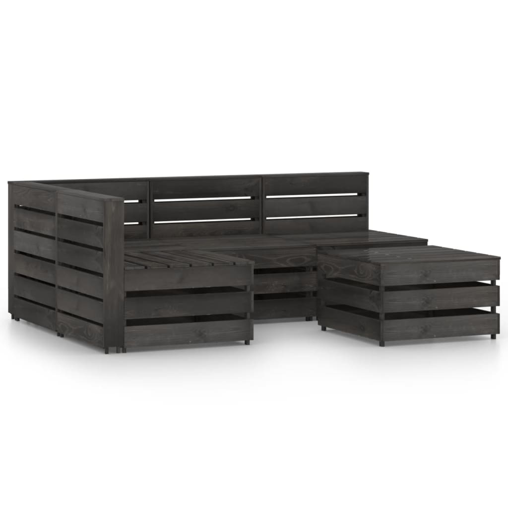 Berkfield 5 Piece Garden Lounge Set Grey Impregnated Pinewood