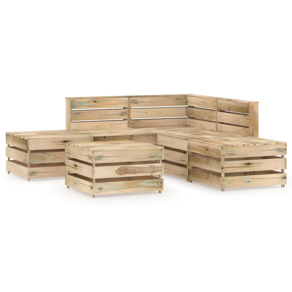 Berkfield 6 Piece Garden Lounge Set Green Impregnated Pinewood